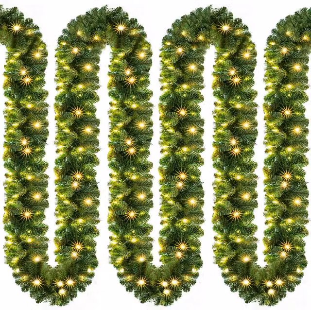 Ghirlanda natalizia Casaria con 200 LED warm white, verde, 10m, per interni ed esterni IP44 – 1
