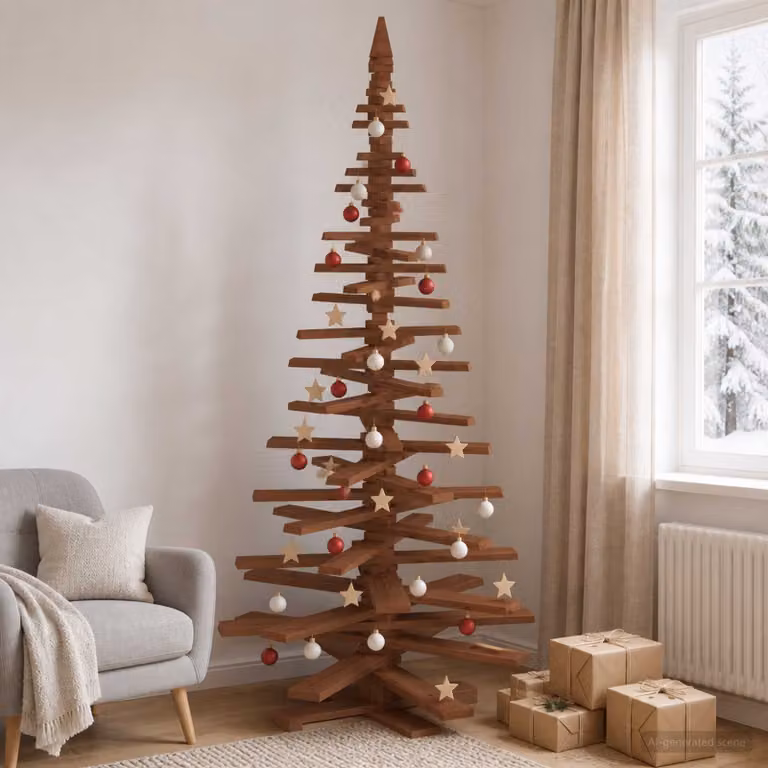 vidaXL Albero di Natale in legno KOTKA 210 cm Legno Massello di Pino