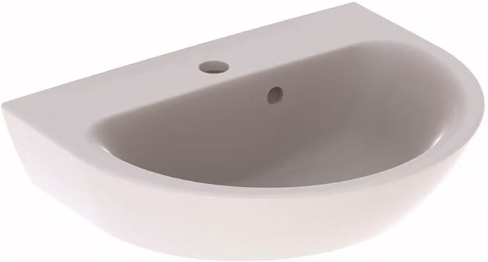 Geberit Renova lave-mains, 1 trou de robinetterie, trop-plein asymétrique, largeur : 50cm, 500.376.01.8, 500.376.01.8
