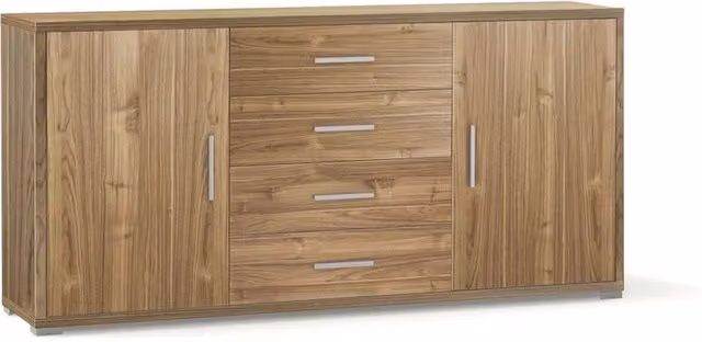 Credenza Mobile 2 ante con 4 cassetti 174x41x84H cm desing moderno in kit di montaggio colore Noce Stelvio