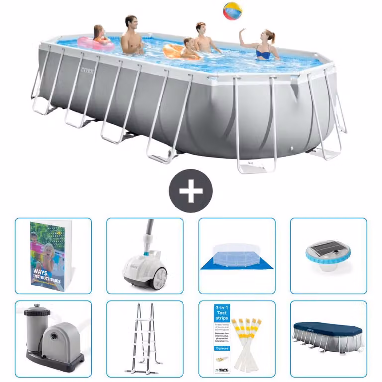 Piscina ovale con struttura a telaio Prism - 610x305x122 cm - 7 pezzi - Modello S552