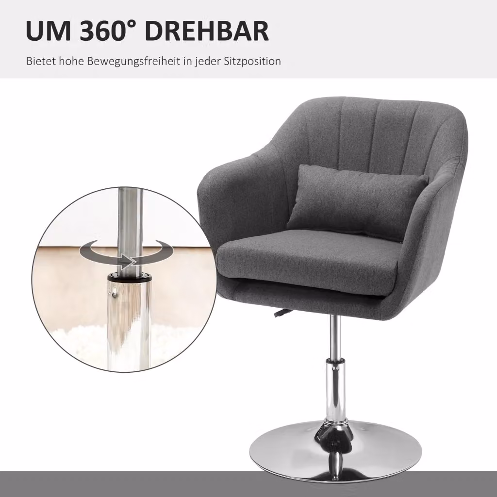 Sedia da ufficio girevole REDOM con regolazione in altezza, rivestimento in tessuto grigio, L 60 cm x P 60 cm x H 79-91 cm – 2