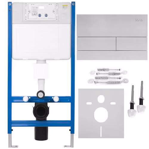 Rea - K011A-Q Telaio Wc Da Incasso Brush Steel, Solido E Facile Da Installare - 103,5X103,5X52,5cm 103,5 X 52,5 X 103,5 cm