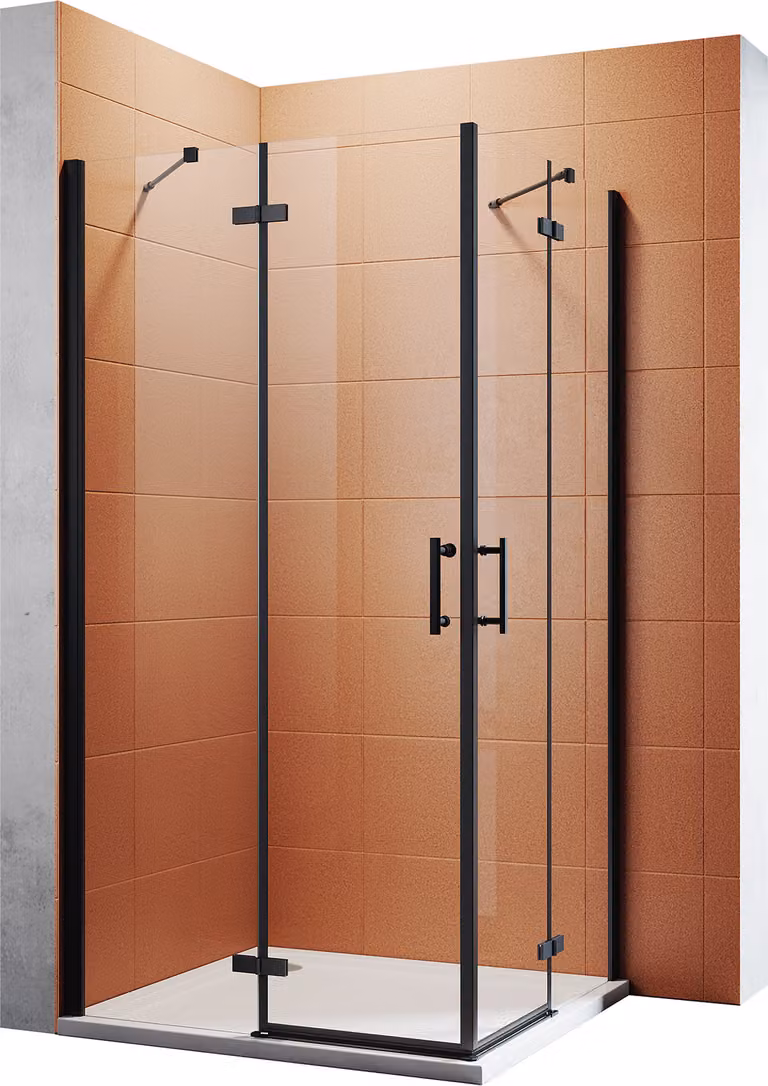 SONNI cabina doccia nera ingresso angolare doccia porta a battente cabina doccia nano vetro angolare 90x100x195cm vetro di sicurezza ESG 6mm