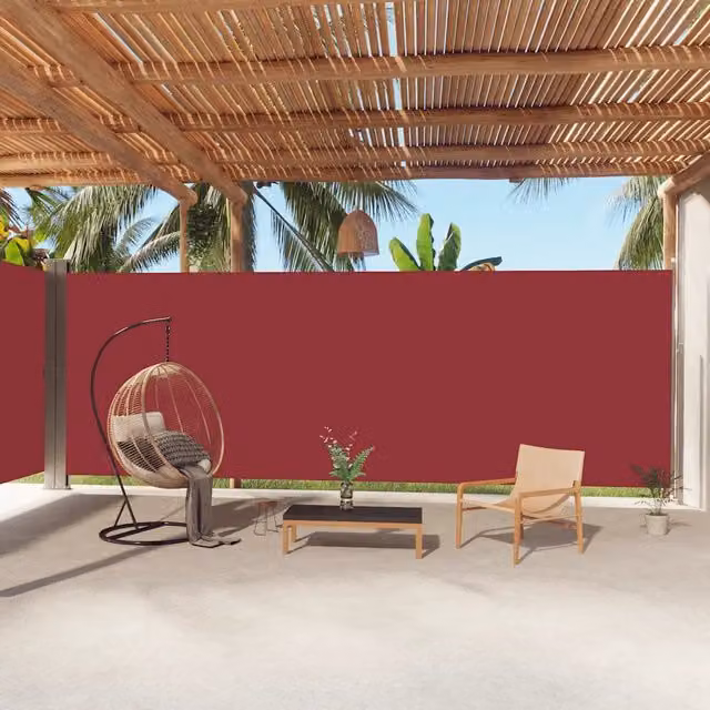 Tenda da sole laterale retrattile rossa in poliestere con struttura in alluminio L: 1000 cm, H: 220 cm