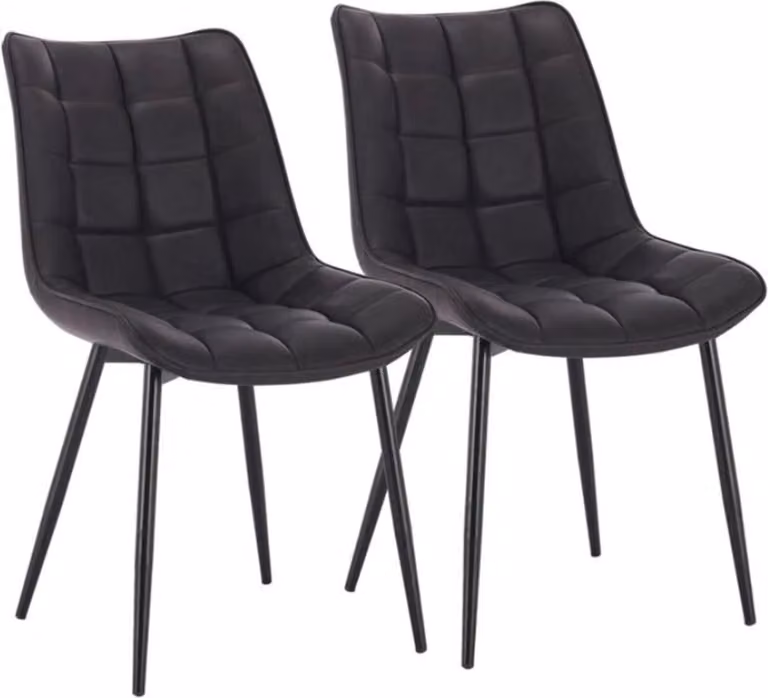 Sedia da pranzo in Finto cuoio – Grigio scuro – Con braccioli – Set da 2 – Sedia da soggiorno e cucina – Comoda sedia imbottita – Design moderno