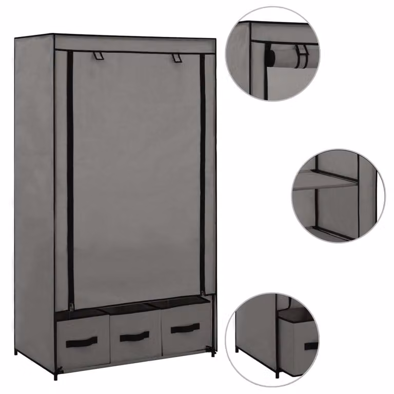 Armadio Grigio 87x49x159 cm in Tessuto