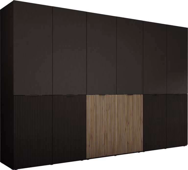 Armadio, nero grafite / rovere Wotan, 3 x 100 x 200 x 51 cm