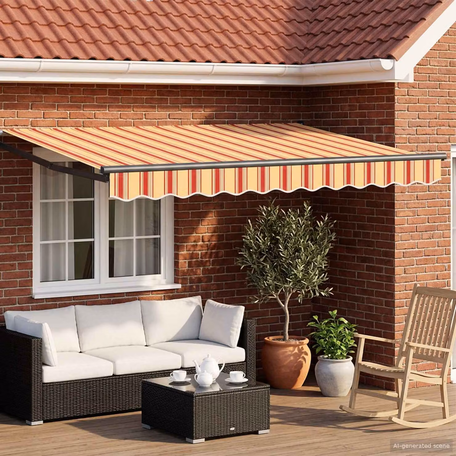 Tenda retrattile manuale vidaXL con LED multicolore in poliestere antracite, L: 350 cm, P: 200 cm