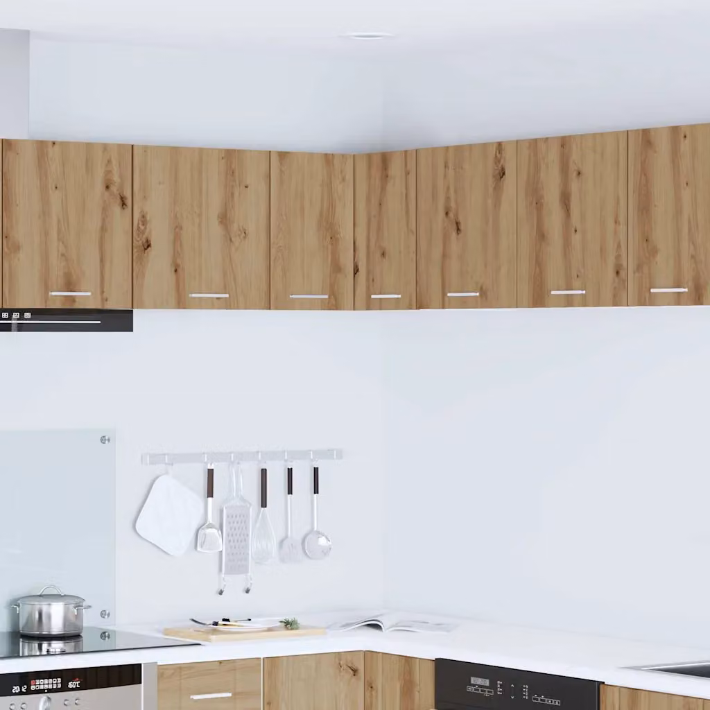 vidaXL Armadio pensile da cucina moderno in MDF con ante a battente, Bianco e Rovere, L 57 cm x P 40 cm x H 57 cm