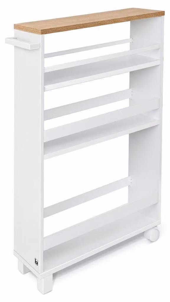Bomoe Scaffale da nicchia largo 15 cm Hylla, 79x50 cm, bianco e rovere