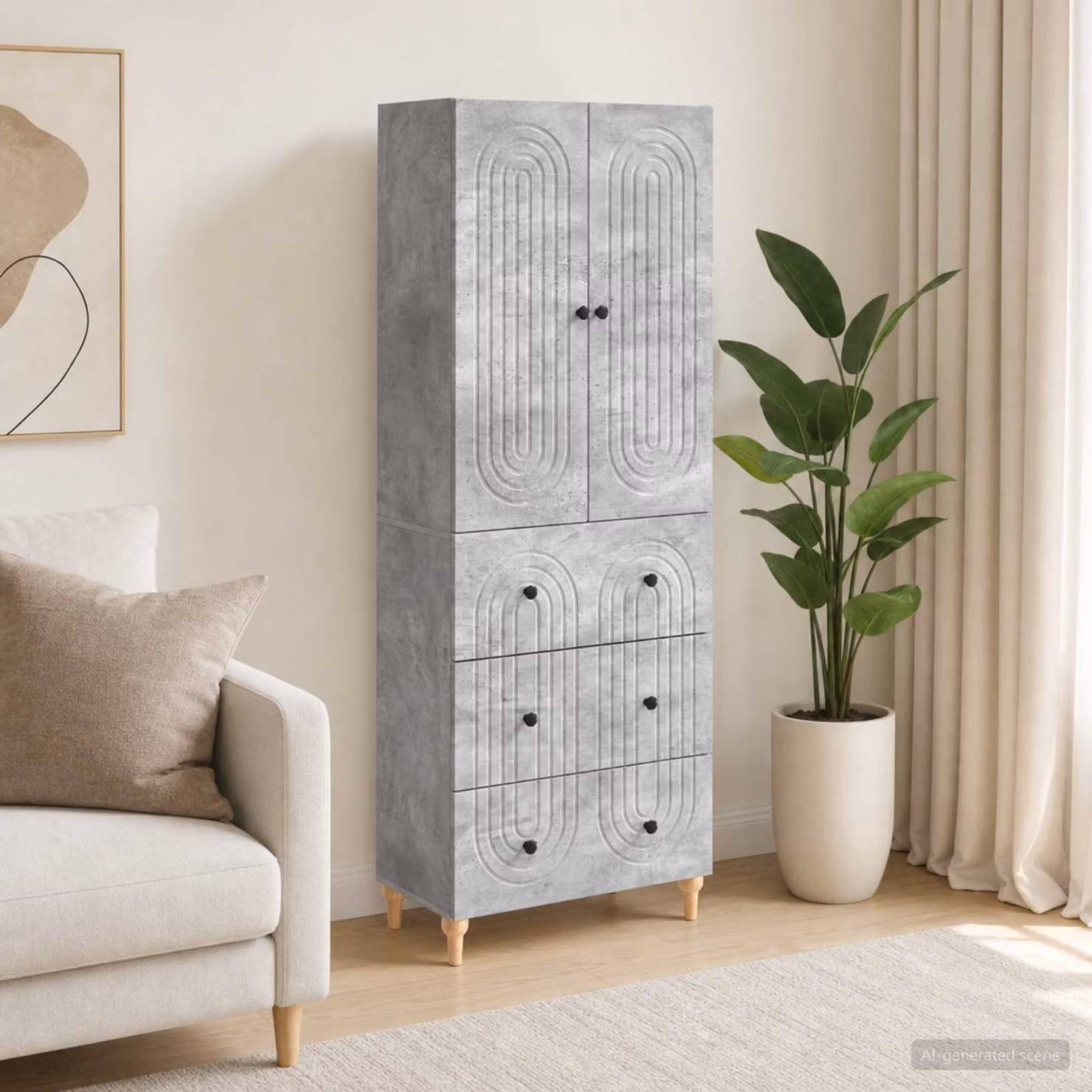 Set di 2 armadi a muro vidaXL in MDF grigio opaco con ante a battente e cassetti, L/P/H: 90 x 34,5 x 66 cm