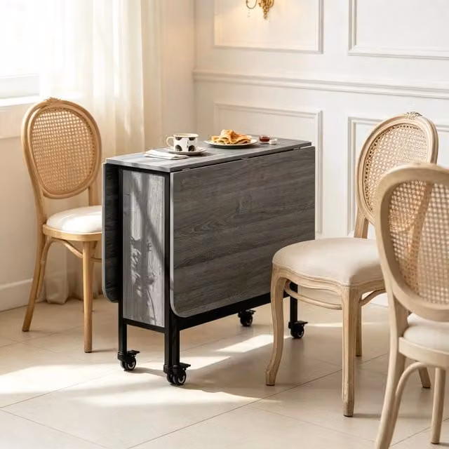 Tavolo da pranzo - moderno su ruote - piano estraibile - pieghevole con vano - multifunzionale - solo tavolo