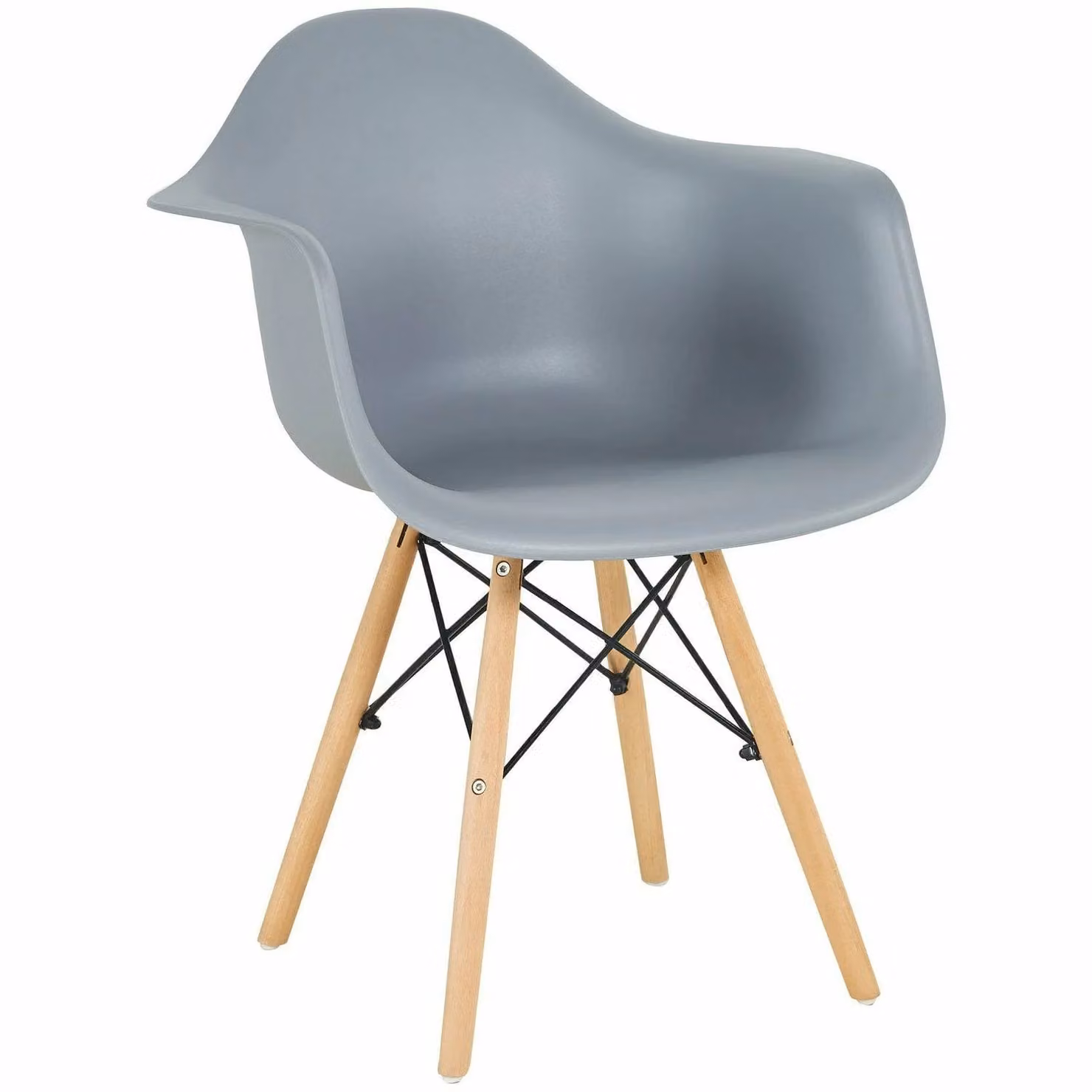Poltrona moderna Vestiamo Casa grigia con gambe in legno di faggio, Altezza: 83 cm