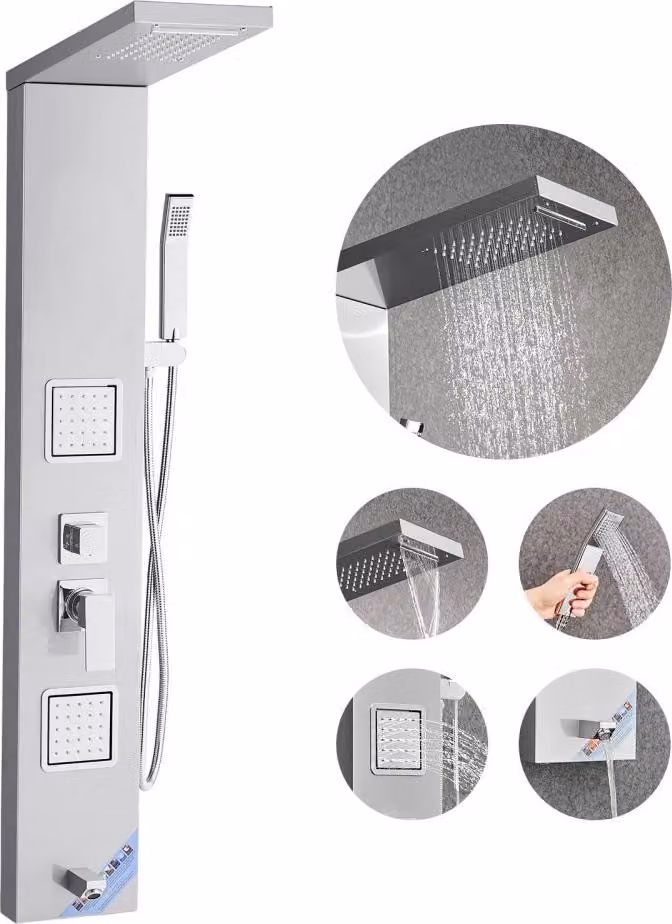 Sistema a torre per pannelli doccia V5 in 1 - in acciaio inox - colonna doccia a cascata - accessori per il bagno di alta qualità