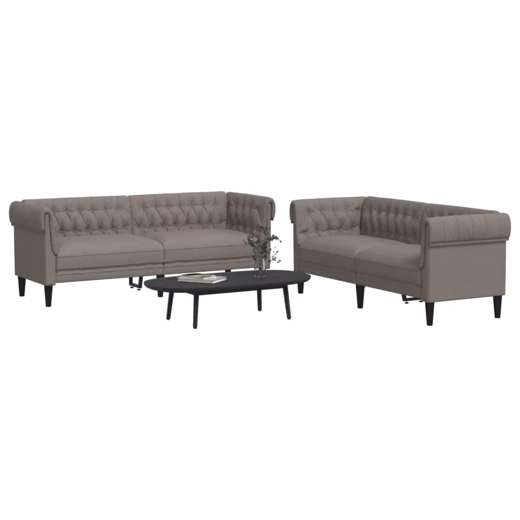Set di 2 divani moderni vidaXL in tessuto beige e grigio con struttura in legno massiccio per il tuo soggiorno – 1