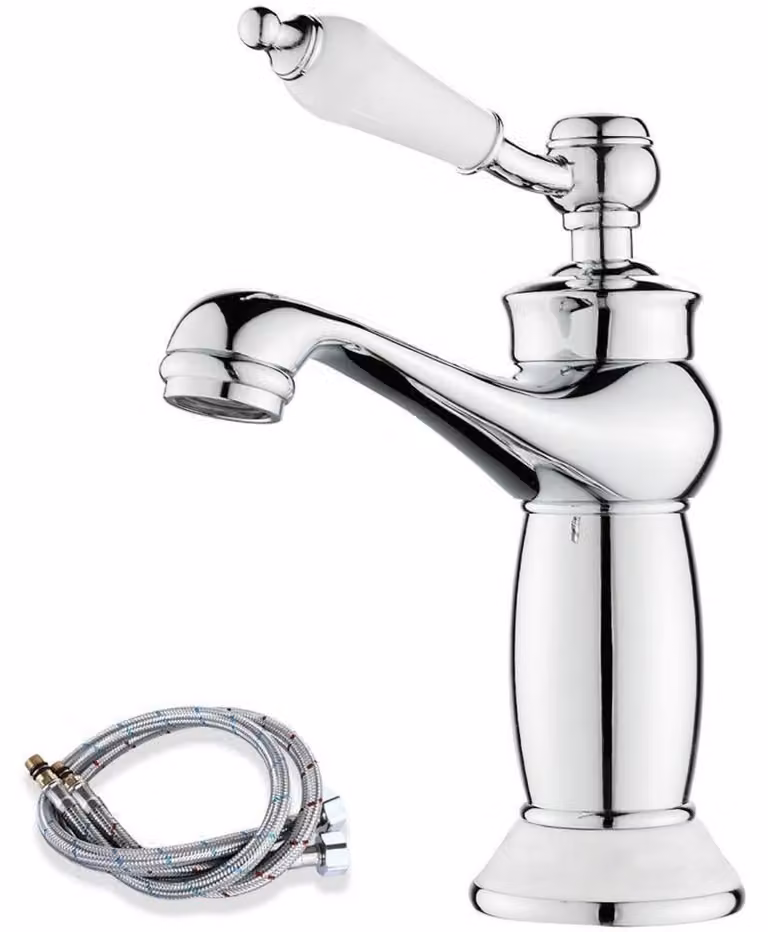Rubinetto da bagno, stile retrò vittoriano, in ottone cromato, miscelatore monocomando