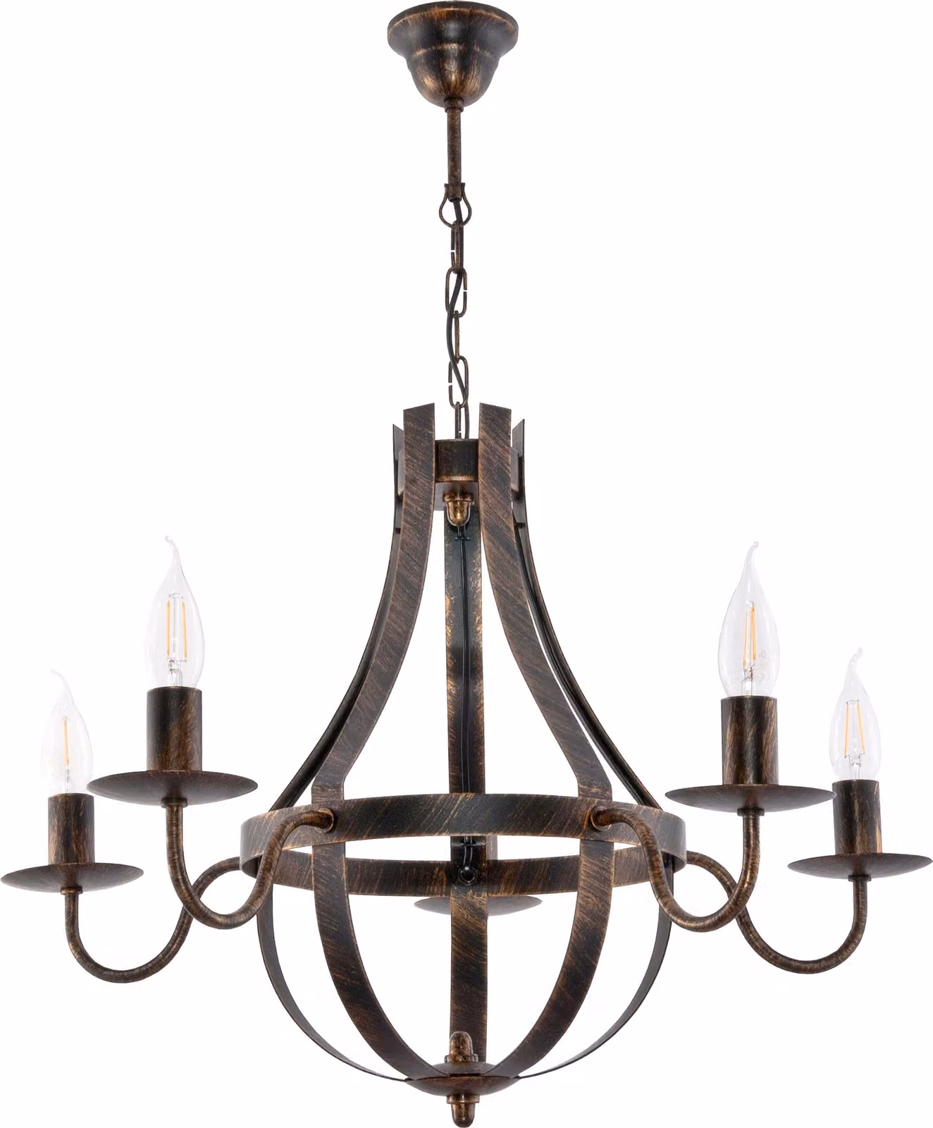 Lampada a sospensione, portacandele, nero, oro antico, ELEN NEGRO 11-360