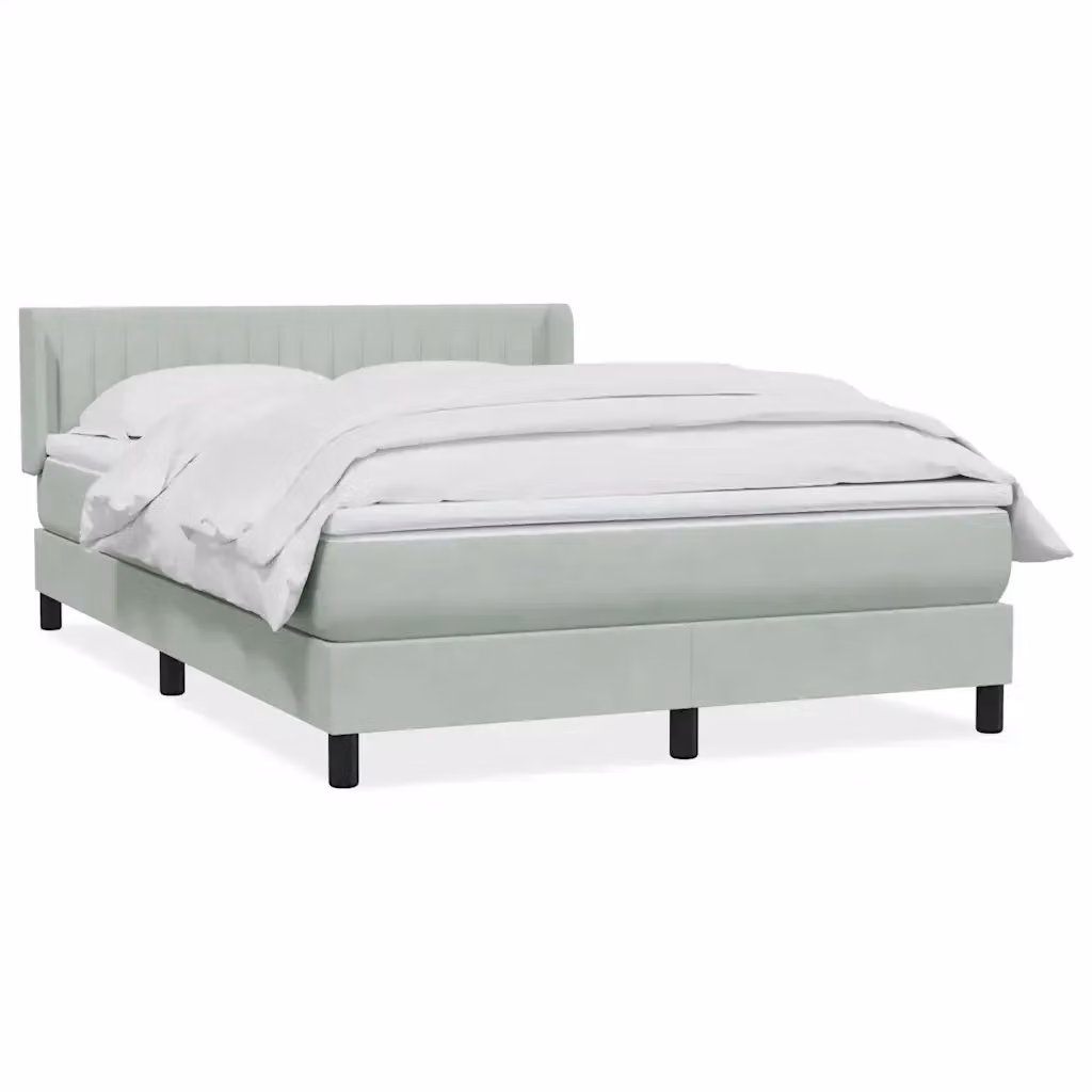 Letto con Giroletto a Molle e Materasso Ibrido vidaXL in Velluto Grigio Chiaro e Bianco L/P/H: 163 x 213 x 88 cm – 2