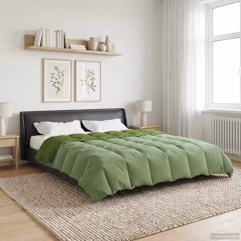 vidaXL Piumone Invernale Verde Traspirabile e Reversibile L/P: 200 x 200 cm