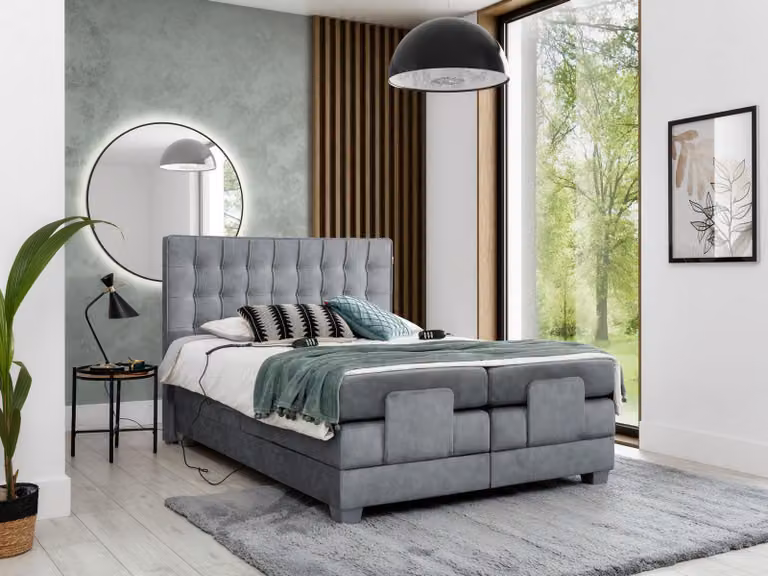 Modern Bett Grau Doppelbett 160x200cm Schlafzimmer Design Modern Einrichtung