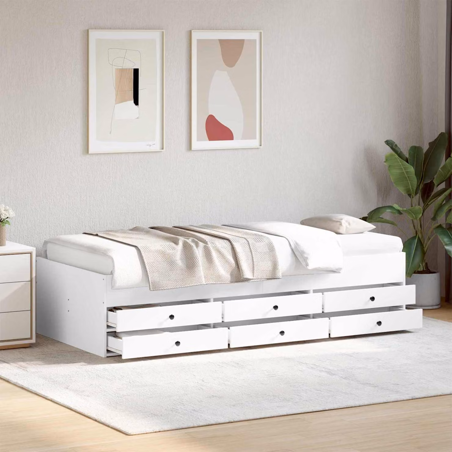 vidaXL Letto moderno con cassetto contenitore Bianco L: 80 cm, P: 200 cm, H: 103 cm