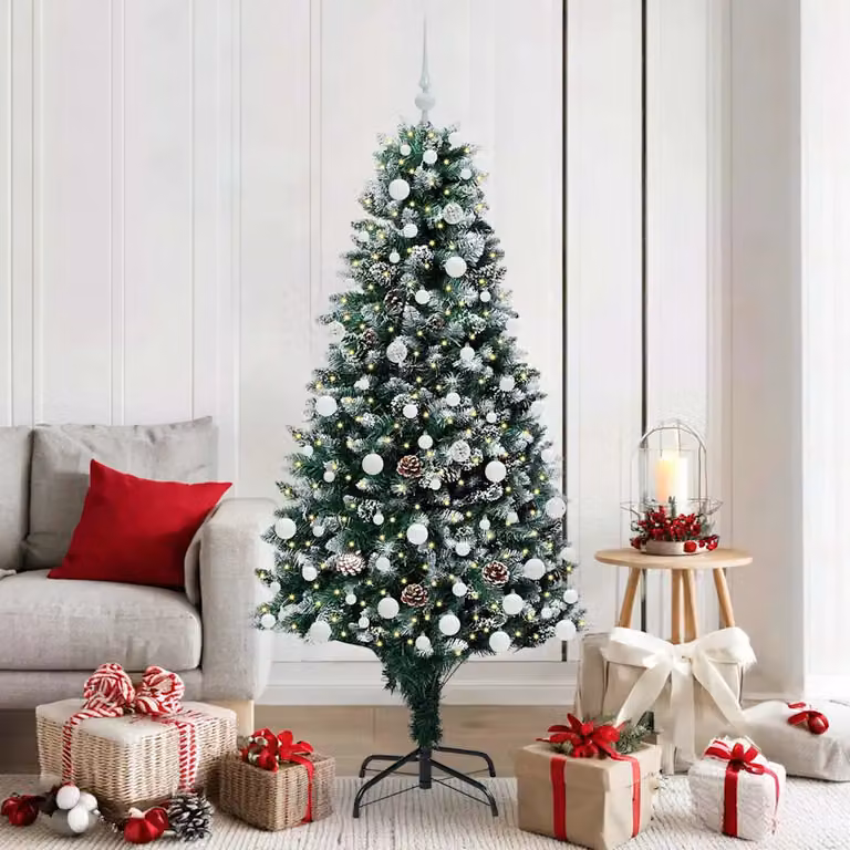 Albero di Natale artificiale verde vidaXL con 300 LED luce bianca calda, Altezza: 180 cm