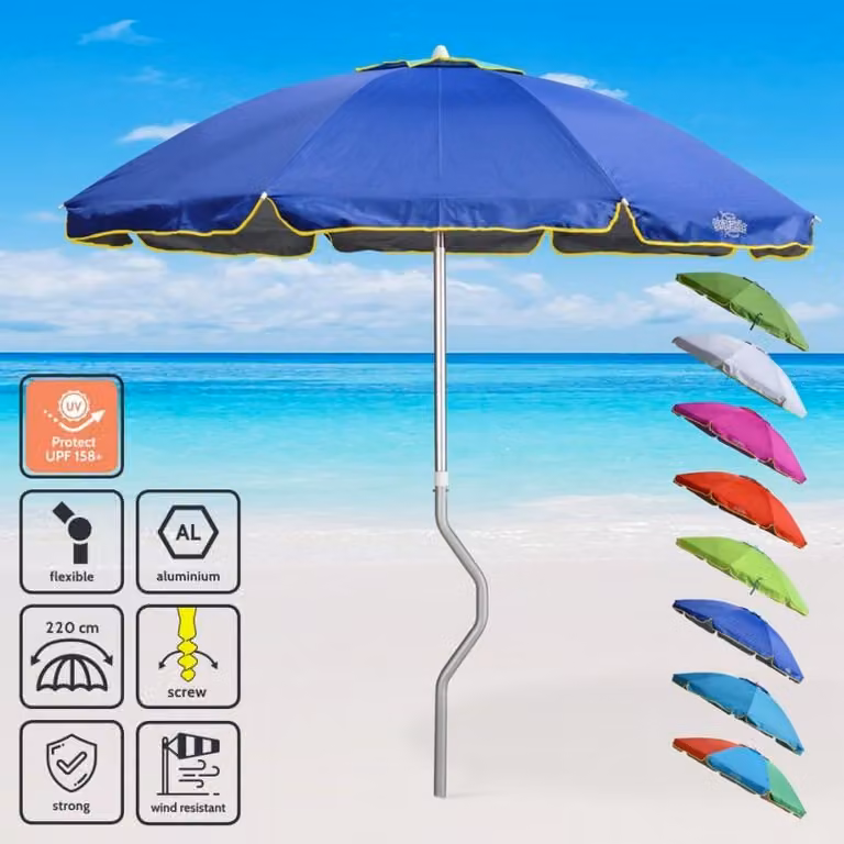 Ombrellone Girafacile alluminio protezione uv 220 cm Pesca Eolo - Blu