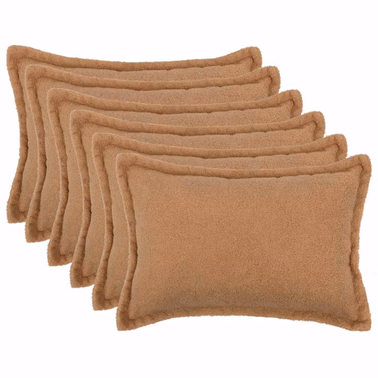 Set di 6 federe vidaXL HOUTEN in tessuto bouclé beige, L 50 cm x P 75 cm