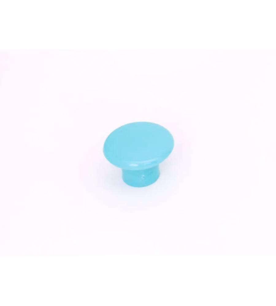 Pomolo piatto in plastica azzurro 30 mm