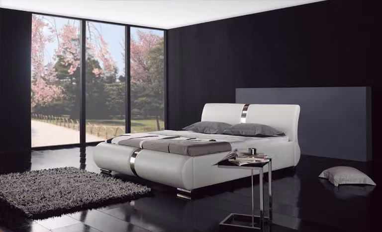 Designer Bett Betten Ehebett Doppelbett Polsterbett Schlafzimmer Lederbett