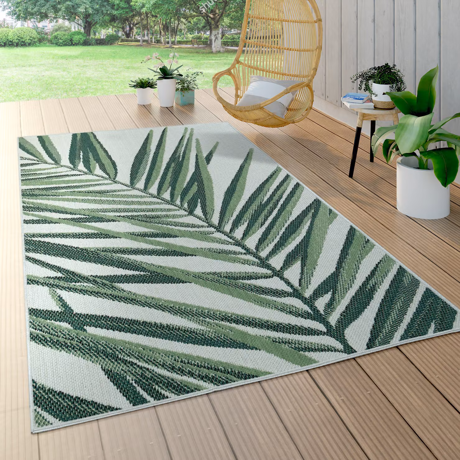 Tappeto per interni ed esterni Ostenza verde con motivo floreale L: 60 cm, P: 110 cm – 3