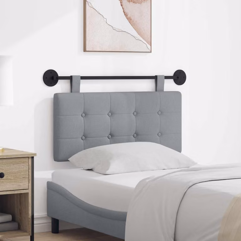 Testiera sospesa vidaXL in tessuto grigio chiaro con pannello imbottito per camera da letto