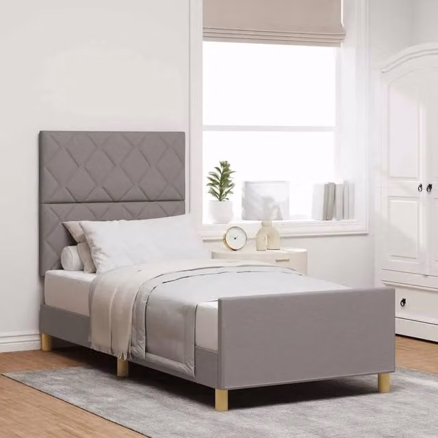 Struttura letto con testiera Talpa vidaXL in tessuto beige o grigio, L 100 x P 200 cm