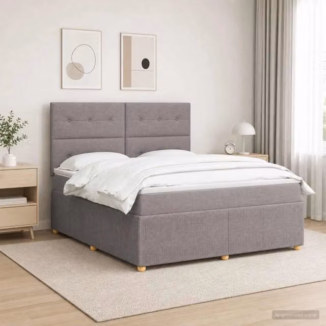 Letto box spring con materasso Tortora 180 x 200 cm Tessuto 3454456