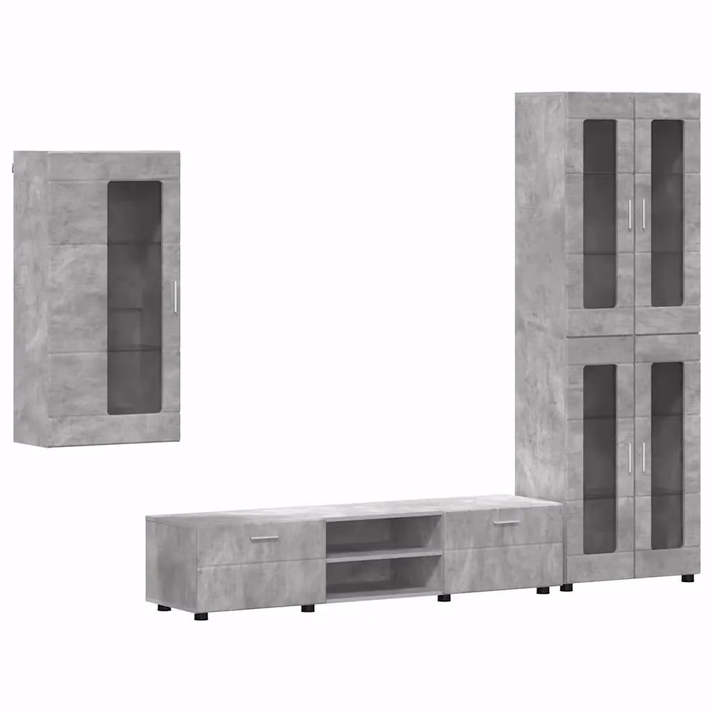 Set mobile TV moderno vidaXL FLORIN in 3 pezzi Grigio, L: 150 cm, P: 39 cm, H: 30 cm – 2
