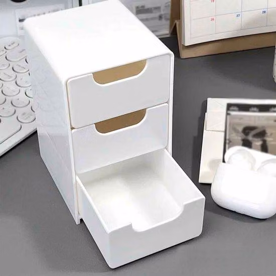 Organizer in plastica con tre cassetti impilabili, ideale per camera da letto, cucina, bagno, sotto il lavello, armadi, guardaroba e uffici.