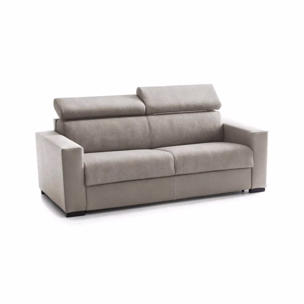 Divano a 2 posti Nukualofa TALAMO ITALIA in tessuto con poggiatesta regolabili e braccioli slim, Tortora, L: 180 cm, P: 95 cm, H: 85 cm – 2