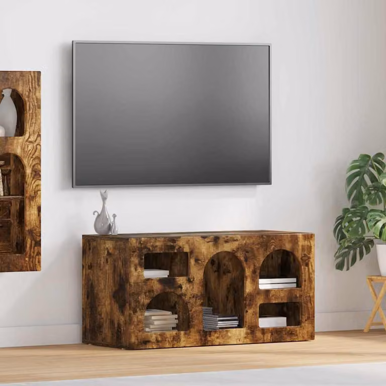 Mobile TV stand vidaXL Rovere fumé in legno ingegnerizzato, L 80 x P 35 x H 40 cm