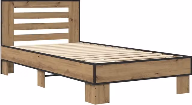 Letto singolo moderno con testata in legno Rovere marrone L/P/H: 200 x 80 x 83,5 cm