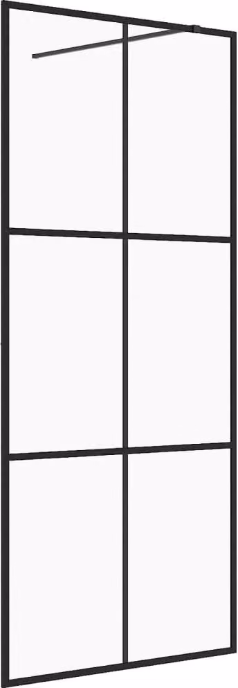 Parete per Doccia Walk-in Vetro Trasparente ESG 90x195 cm Nera