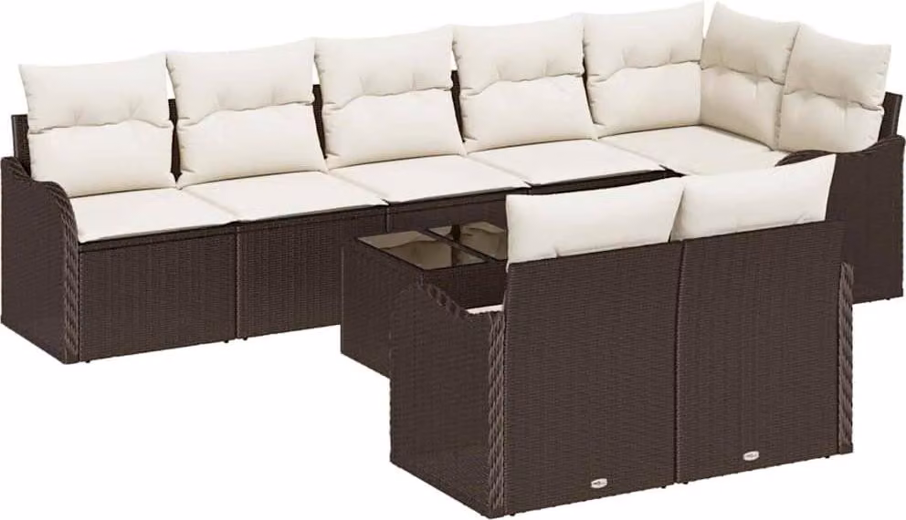 Set Divano da Giardino Marrone polyrattan