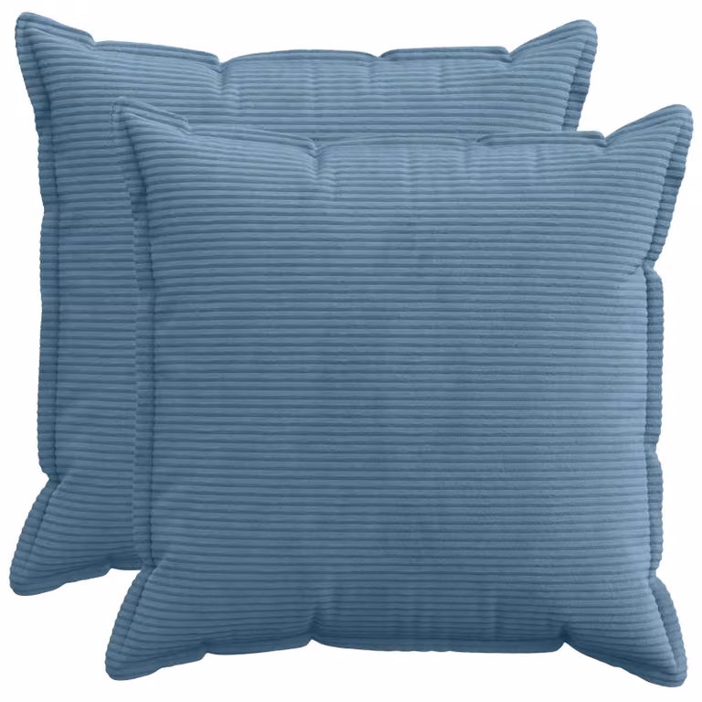 Set di 2 federe vidaXL HOUTEN in velluto a coste blu, L 80 x P 80 cm