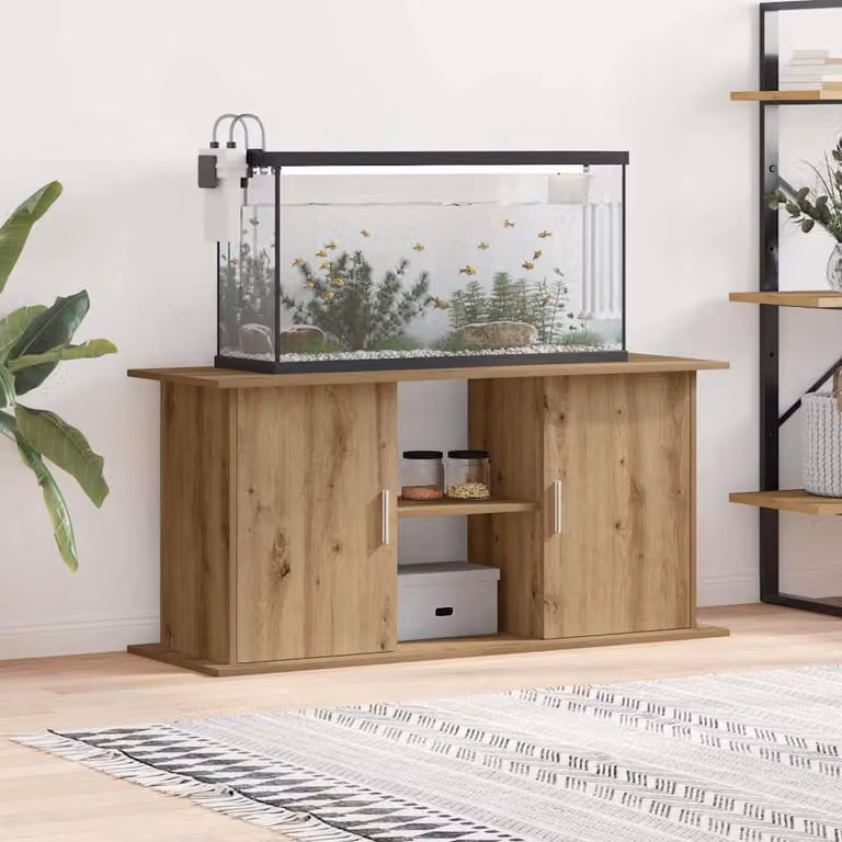 vidaXL Supporto per acquario artigianale in rovere marrone, L/P/H: 121 x 41 x 58 cm