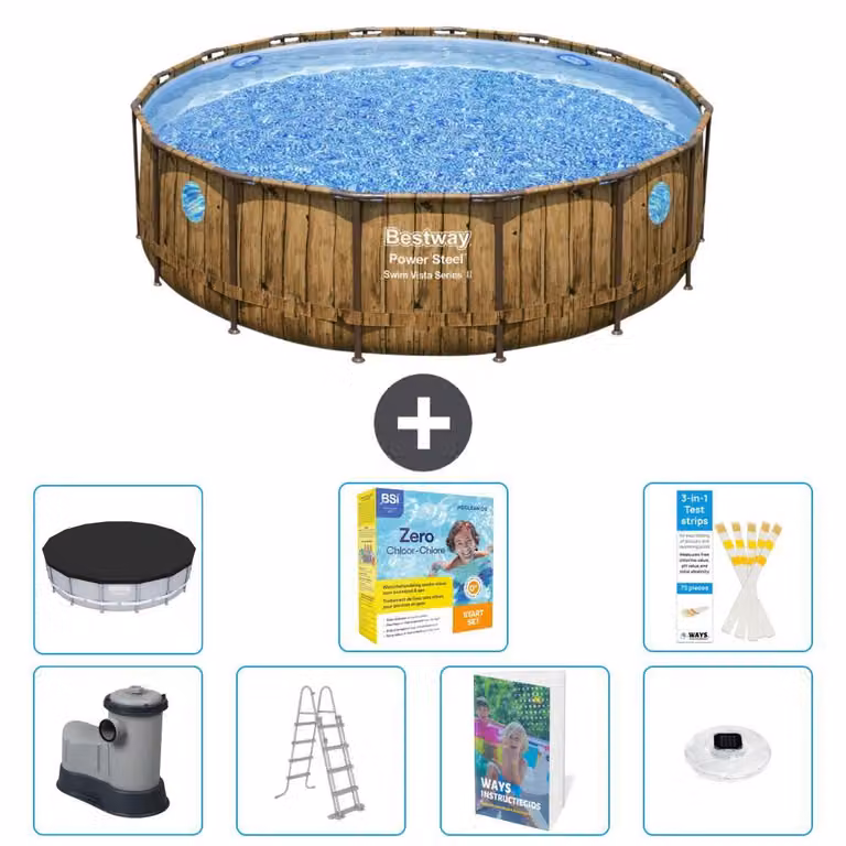 Bestway Power Steel, piscina rotonda - 488x122 cm - composta da 6 parti, modello S526