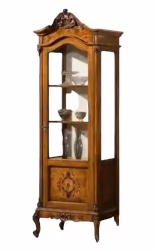 Vetrina in legno stile Impero con anta in vetro e finitura noce Mobili 2G L/P/H: 72 x 46 x 214 cm – 1