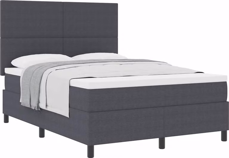 Letto a molle con testiera Grigio Scuro e Bianco 140 x 190 cm