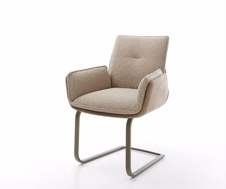 DELIFE Sedia girevole Nela-Flex, mix di materiali, finitura effetto titanio, design "schlamm" (fango), seduta bassa