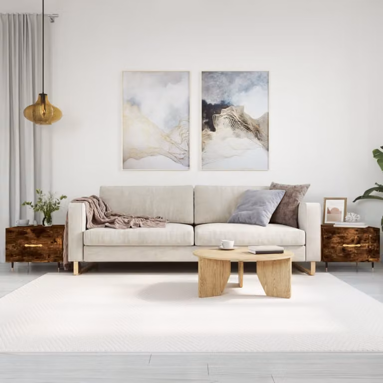 Set di 2 tavolini da salotto vidaXL in legno e metallo, colore rovere fumo, L/P/H: 50 x 50 x 40 cm