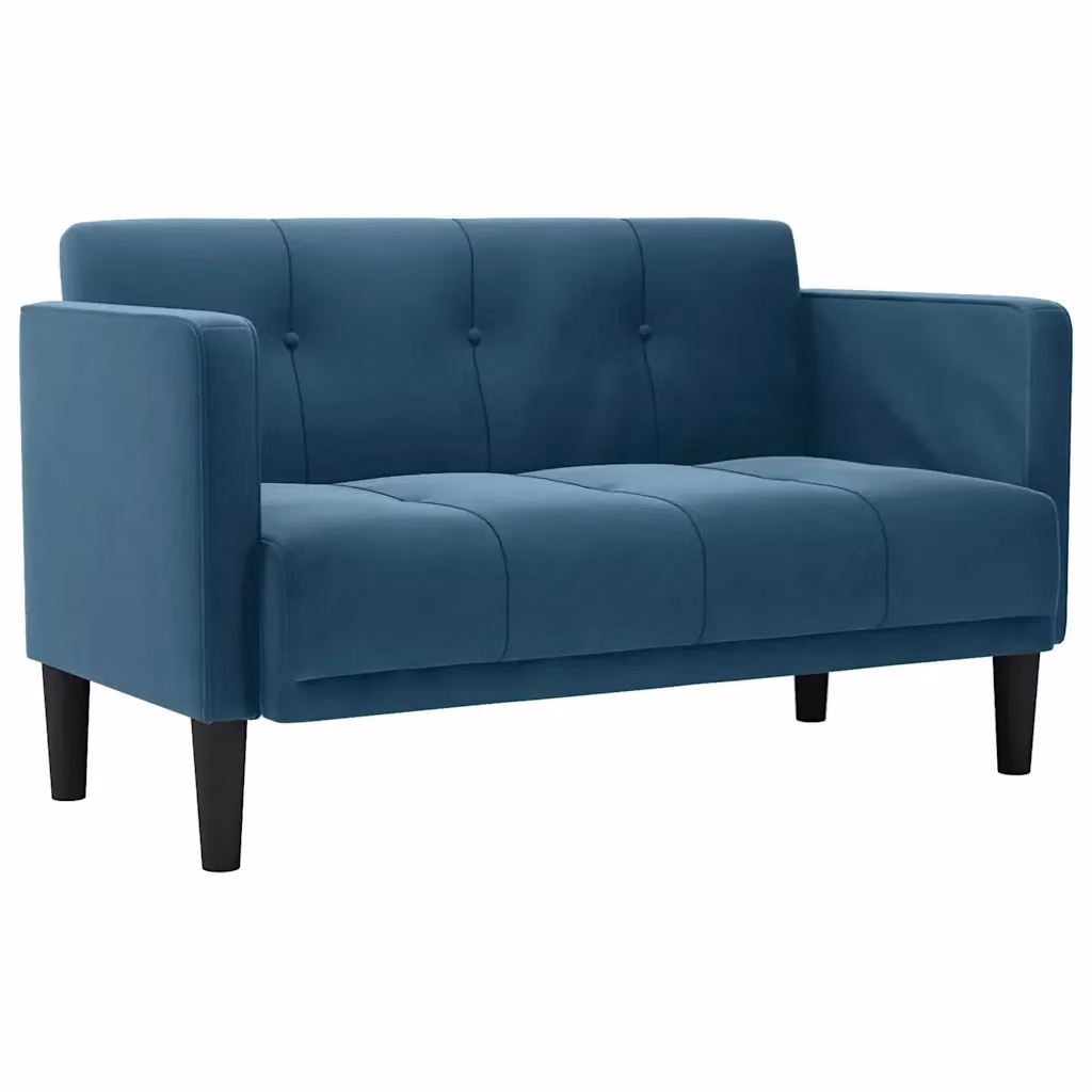 Divanetto moderno vidaXL in velluto blu, L: 111 cm, P: 67 cm, H: 74,5 cm – 2